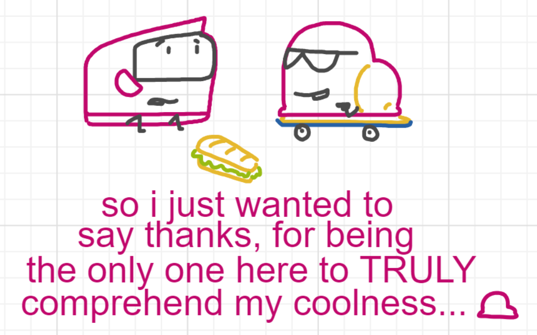 A panel from Running Duos, episode four of the Board Boards object show by Furretwalk/WalkingFurret.